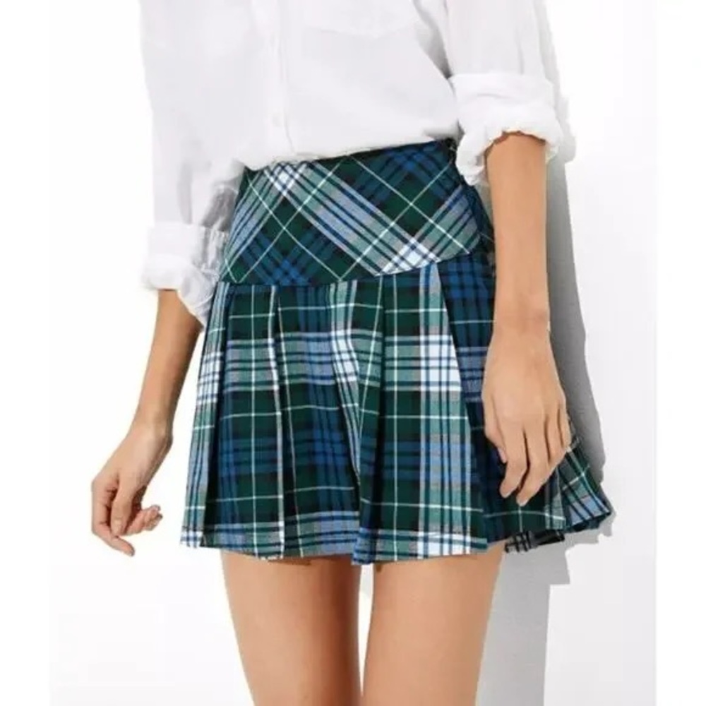 American Eagle Tartan Plaid Highest Rise Pleated Mini Skirt 6